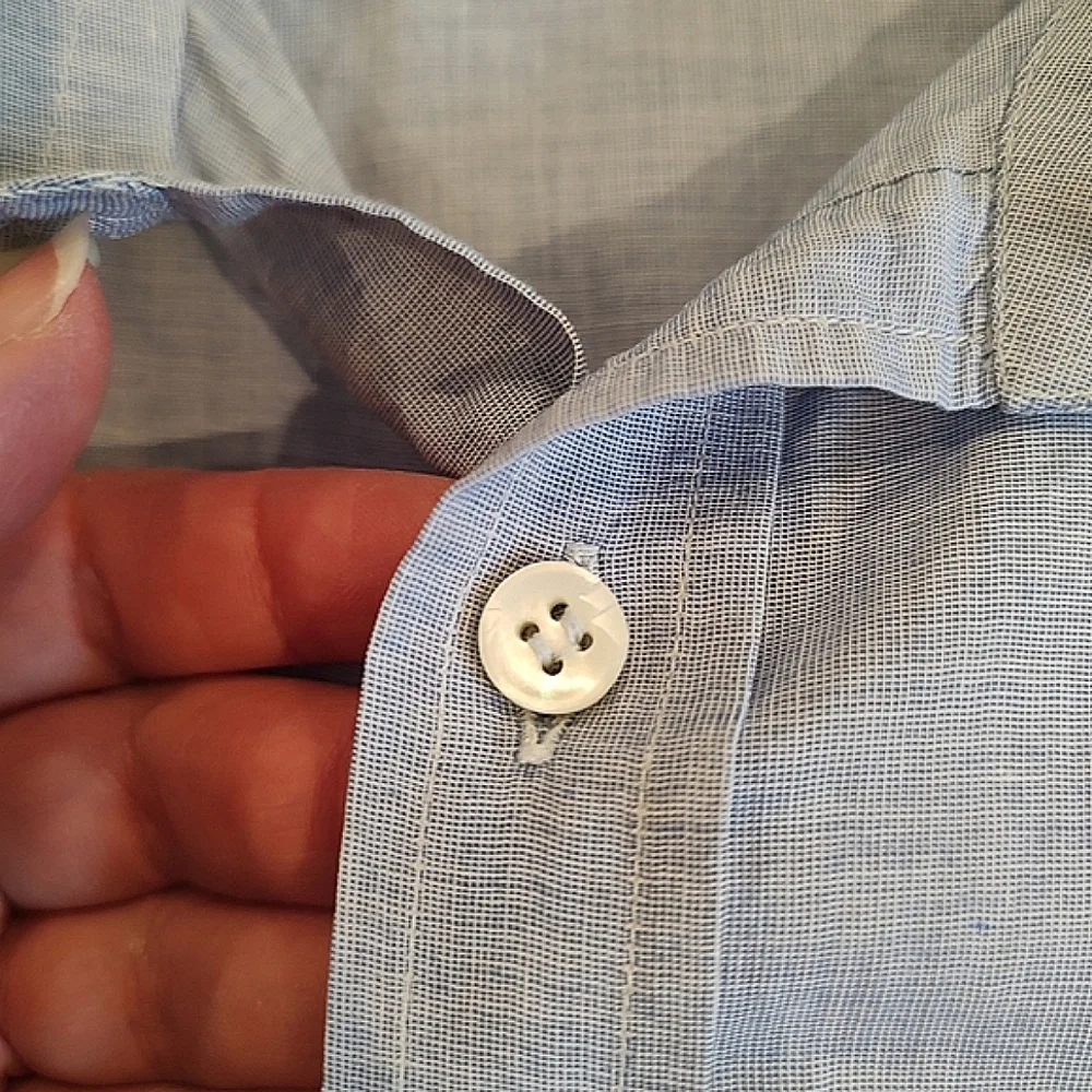 VTG Gucci 80s Blue Double G Oxford Shirt 17 X43 100% Cotton FLAWS